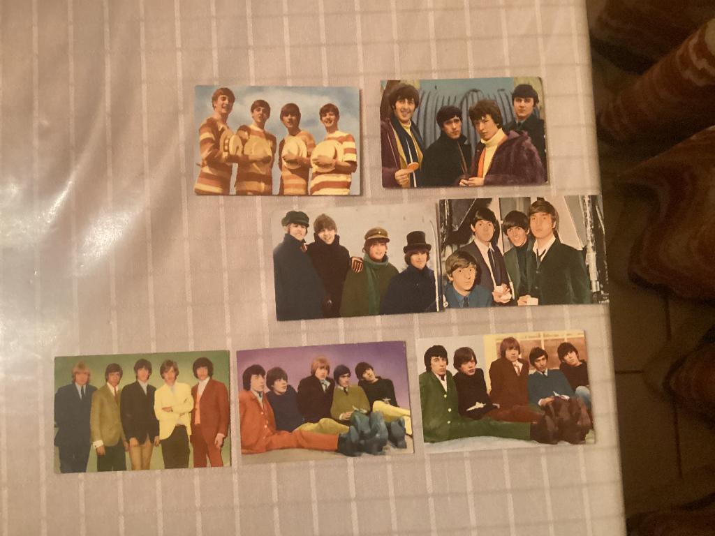 7 prenten chromos chewing gum The Beatles The Rolling Stones, Collections, Enlèvement ou Envoi, Utilisé