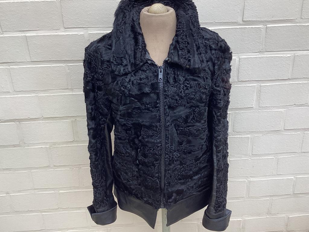 Vest astracan en leder, Ophalen, Maat 42/44 (L), Zwart