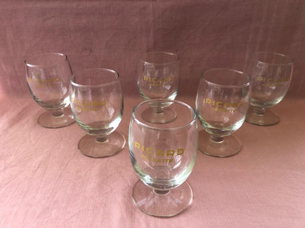 6 Ricard oude glazen ballon groot geel RICARD Anisette, Verzamelen, Ophalen of Verzenden, Zo goed als nieuw, Gebruiksvoorwerp