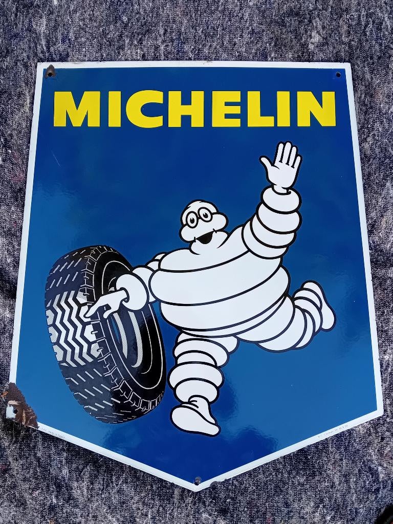 Panneau publicitaire double face en émail Michelin, Collections, Enlèvement ou Envoi, Comme neuf, Panneau publicitaire