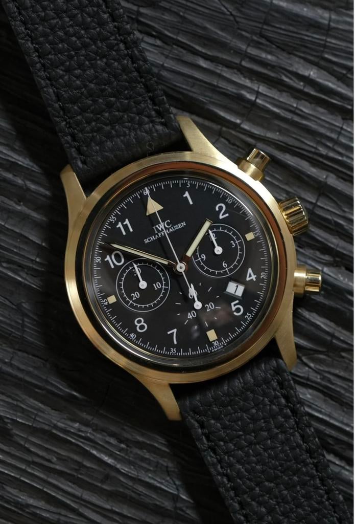 Montre IWC 18k Authentique Chronograph, Enlèvement ou Envoi, Comme neuf, Or, Or