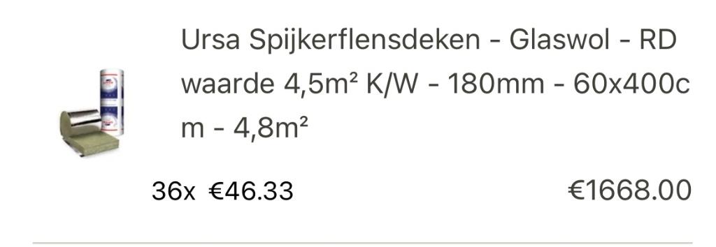 Isolatie te koop!, Doe-het-zelf en Bouw, Nieuw, 15 m² of meer, 8 tot 12 cm, Glaswol