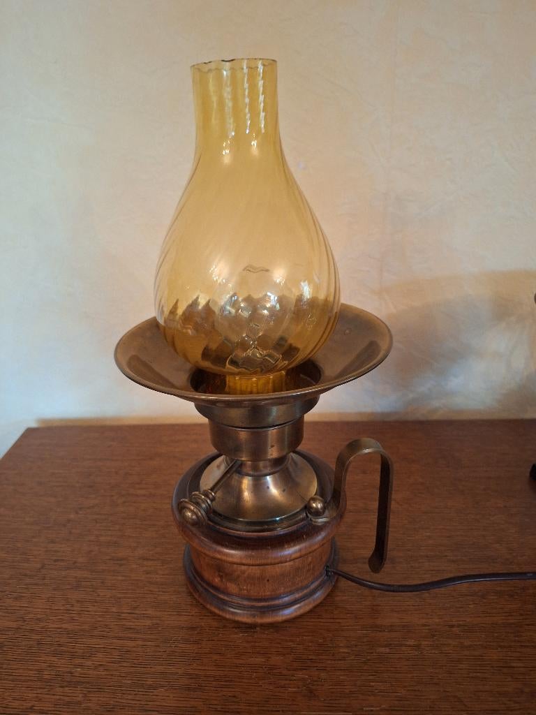 Lampe bois et laiton, Antiquités & Art, Enlèvement