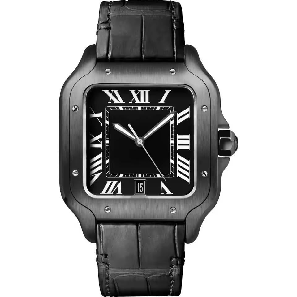 8Vieille montre Cartier Santos, Handtassen en Accessoires, Horloges | Heren, Kunststof, Leer, Polshorloge, Zo goed als nieuw