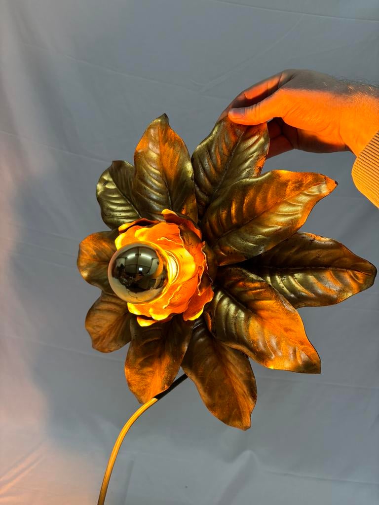 Vintage Hollywood Regency wandlamp vergulde bloem goud, Enlèvement ou Envoi, Utilisé