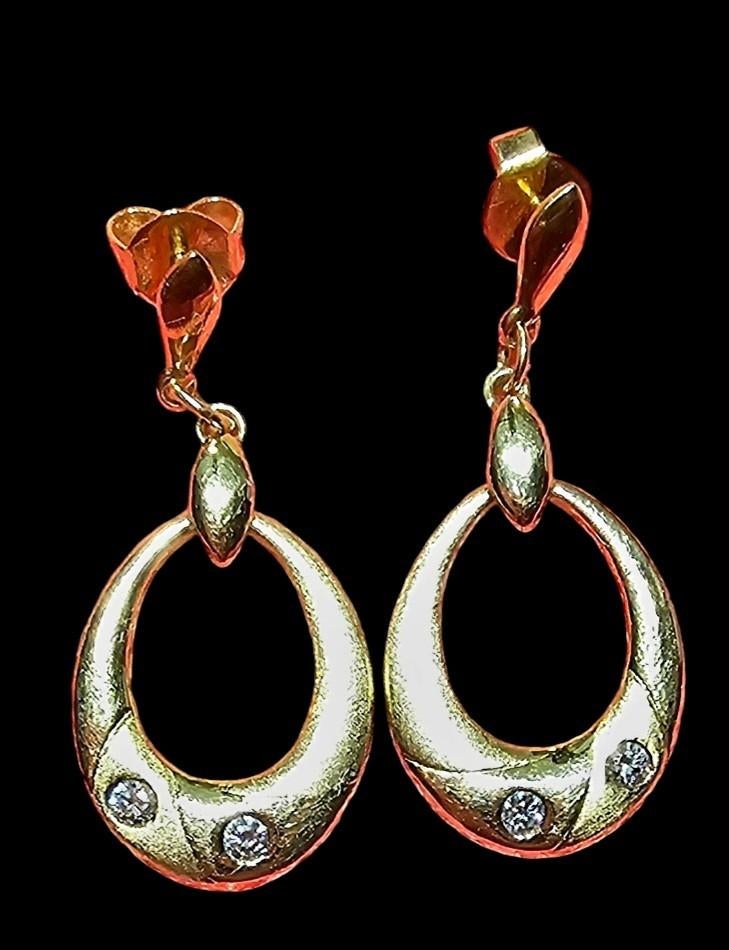 BOUCLES D'OREILLES EN OR 18 CARATS POINÇONNÉ AVEC BRILLANTS, Bijoux, Sacs & Beauté, Boucles d'oreilles, Neuf, Or, Or, Avec pierre précieuse