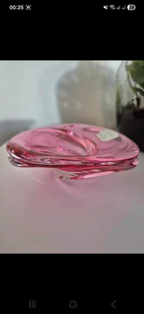 Coupe - vide- poche en cristal rose, signée Val Saint Lamber, Enlèvement ou Envoi, Rose