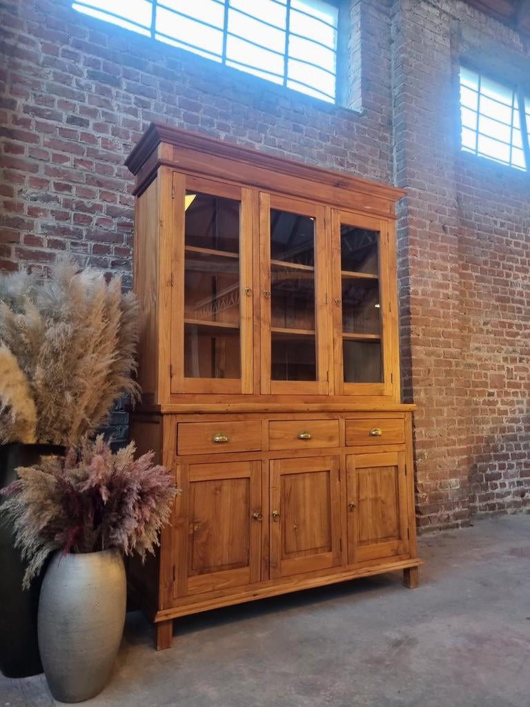 Teak buffetkast/vitrinekast art:, Huis en Inrichting, Kasten | Vitrinekasten, Zo goed als nieuw, 200 cm of meer, 150 tot 200 cm