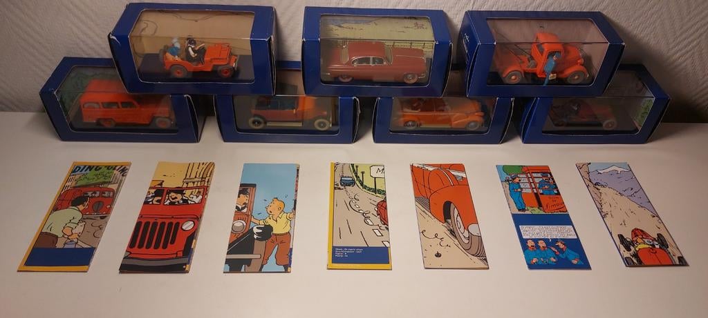 7 Rode TINTIN Atlas auto's 1/43., Ophalen, Kuifje, Zo goed als nieuw, Beeldje of Figuurtje