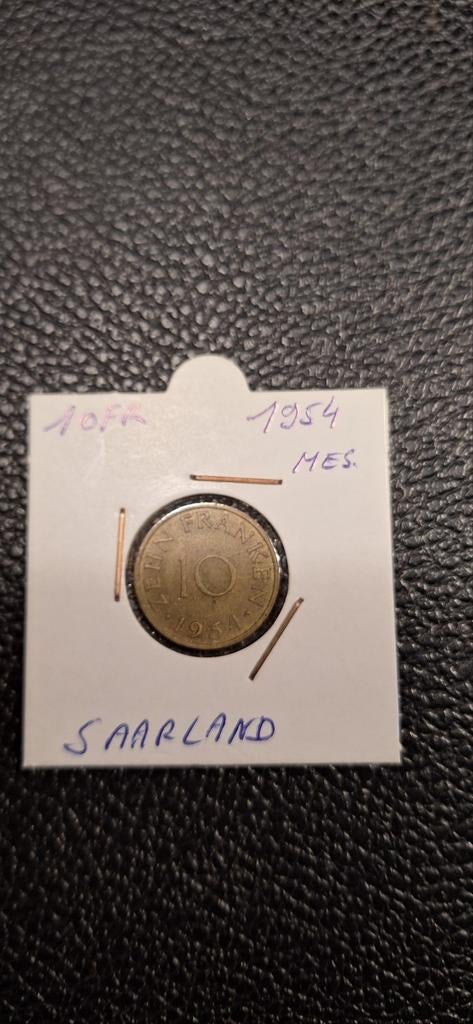Duits notgeld 10 fr. 1954 Saarland mes., Ophalen of Verzenden