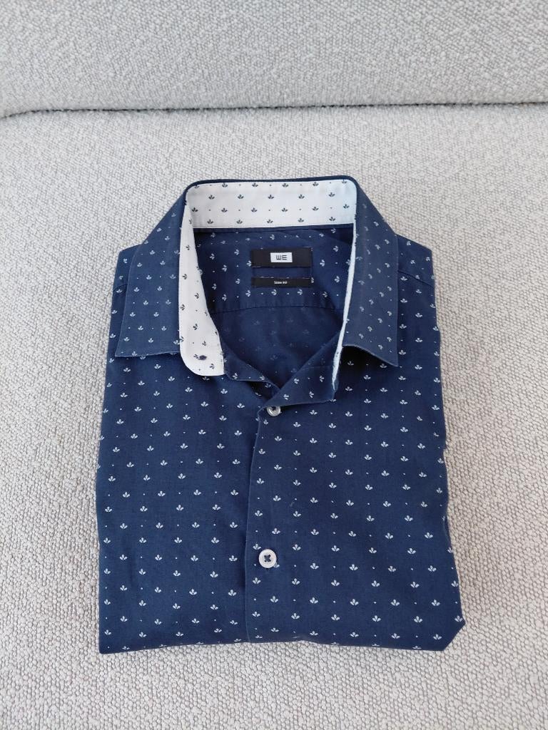 **WE** chemise homme manches courtes Taille M, Tour de cou 39/40 (M), Comme neuf, Bleu, WE