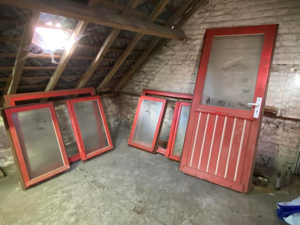 vensters in tropisch hardhout, Châssis de fenêtre, Enlèvement, Utilisé, Vitre comprise