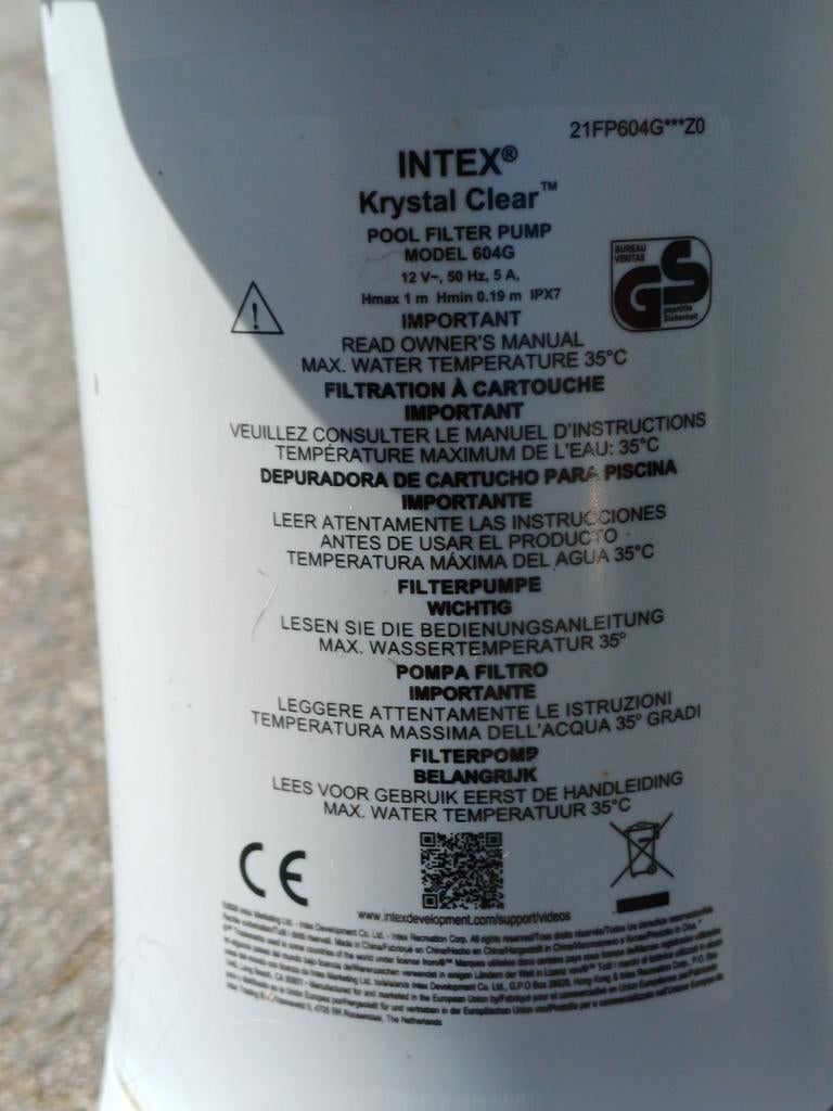 Intex Krystal Clear filterpomp model 604G, Ophalen