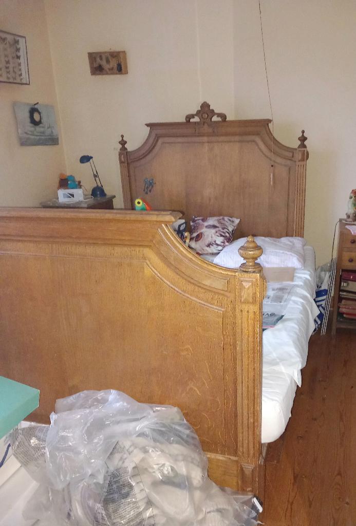 lit 1 personne et sommier, 210 cm, Enlèvement, Utilisé, Bois