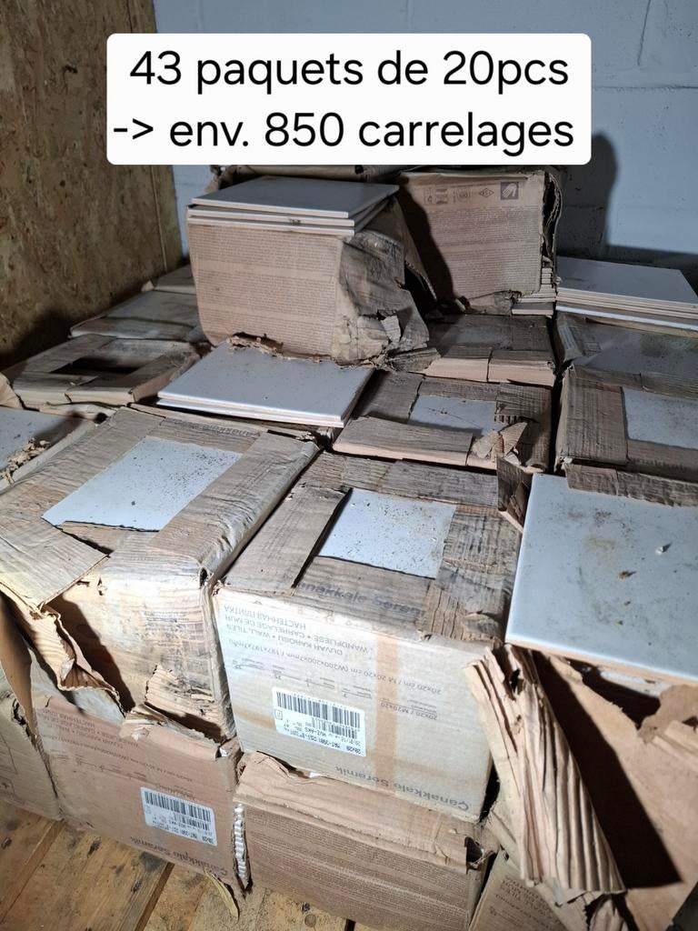 Ensemble de paquets de carrelages blancs 20x20cm + colle.