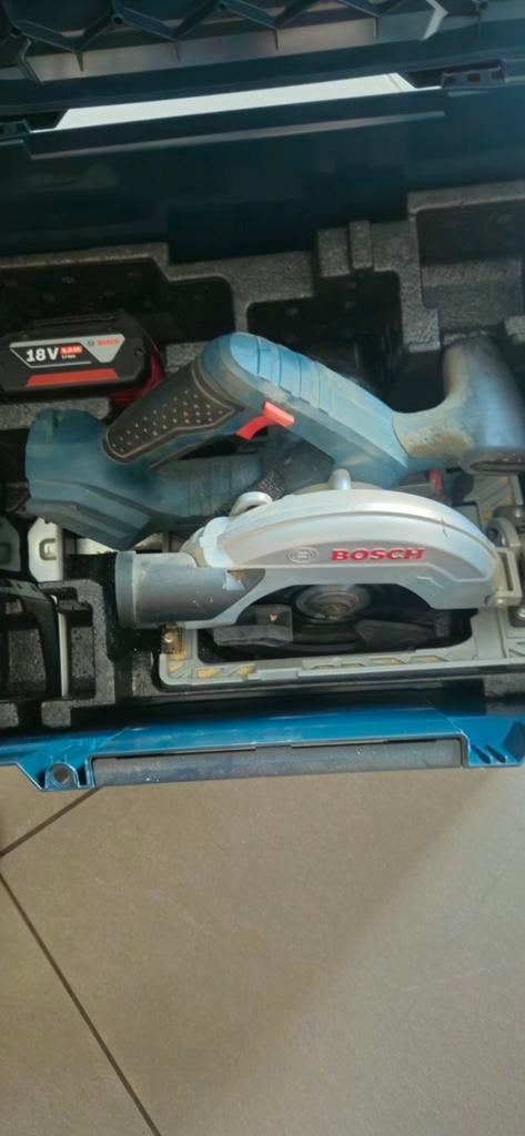 Bosch pro gks 18v 57g+1 batterie 6 a + boîte, Ophalen, Gebruikt