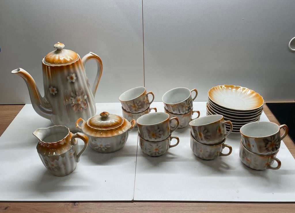 Service à Café Vintage Art Déco – Lustre Irisé, Antiek en Kunst, Antiek | Servies compleet, Ophalen