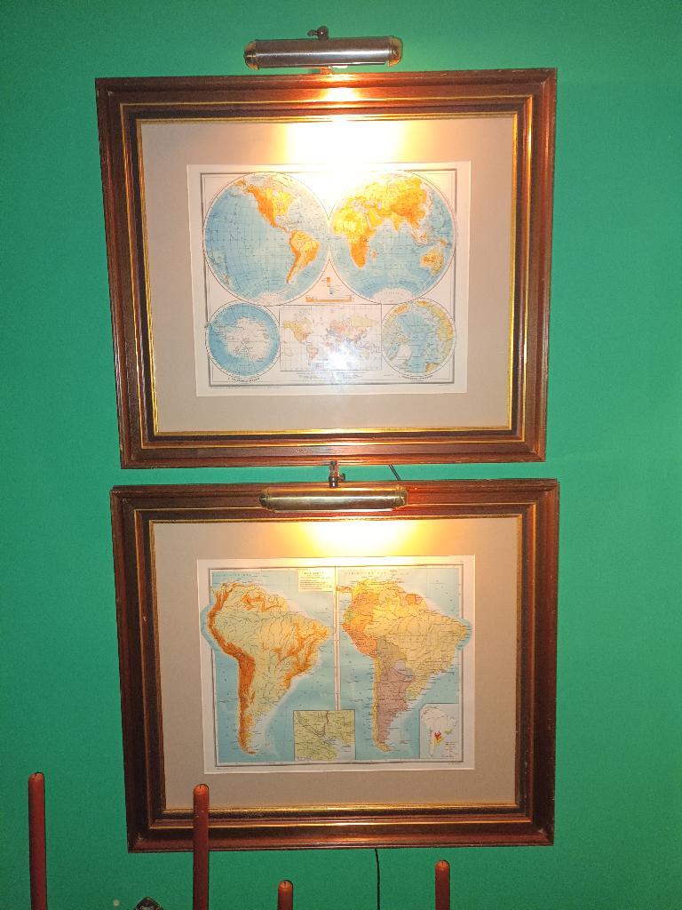 2 oude (jaren '50) kaarten Zuid-Amerika, Ophalen, Aardrijkskunde