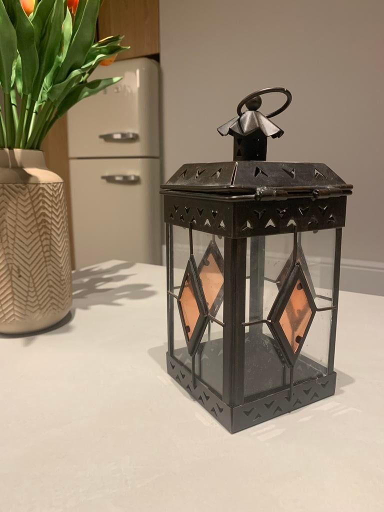 Lanterne vintage - type vitraux - Bougies, Enlèvement ou Envoi, Verre