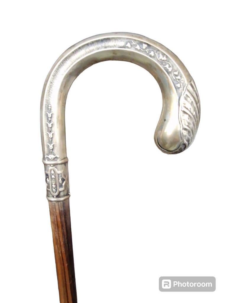 Ancienne Canne de marche ,pommeau en argent, Enlèvement, Utilisé