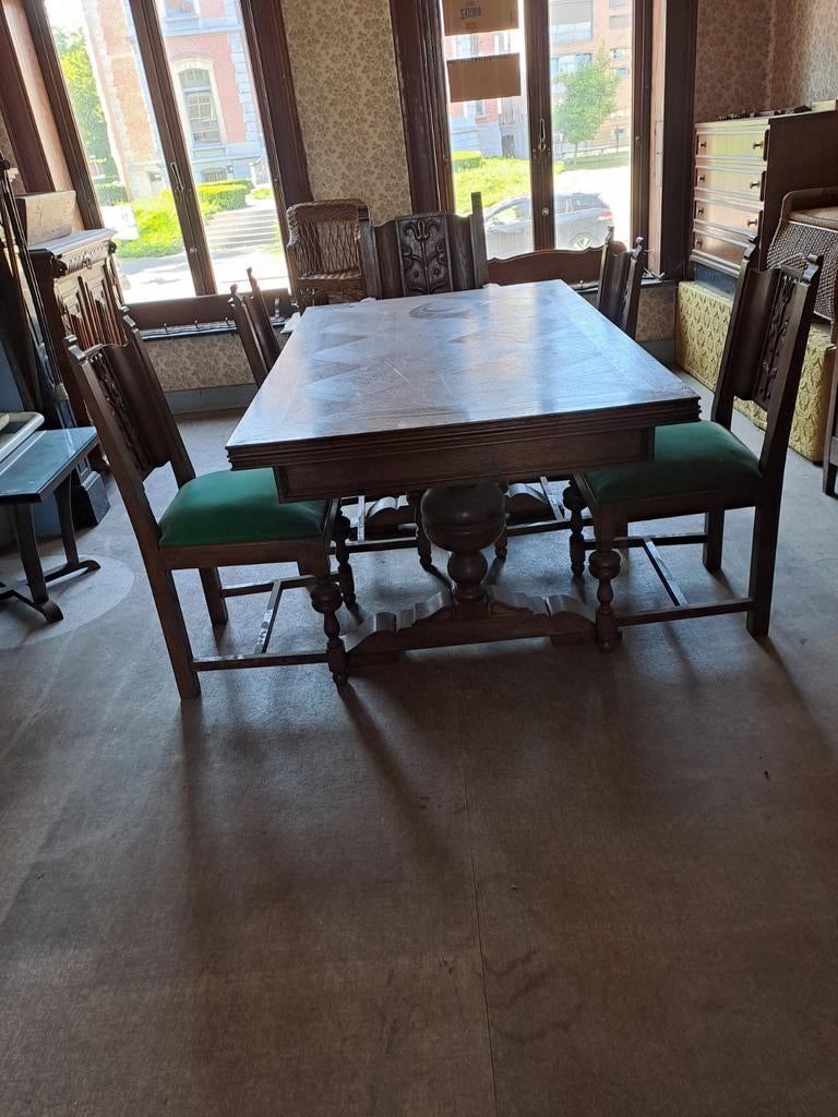 Table ancienne + 6 chaises, Maison & Meubles, Salles à manger complètes, Enlèvement
