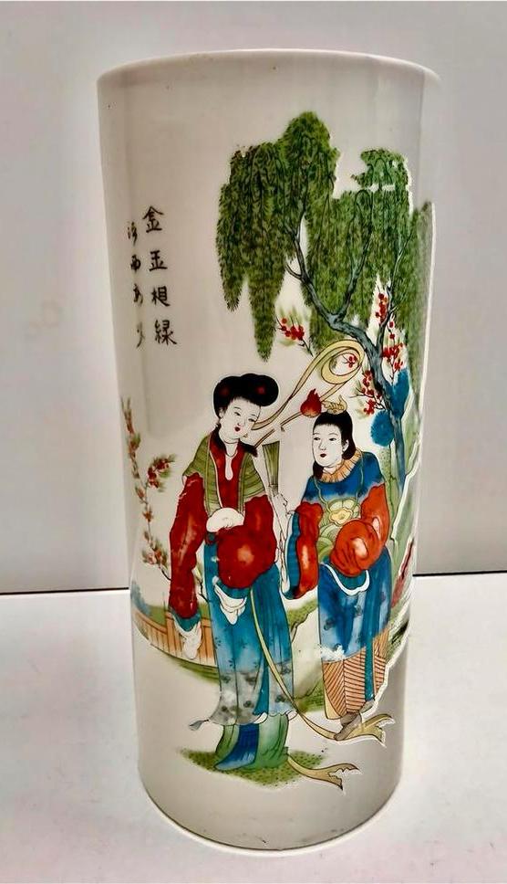 Chinees vaas hoedenstandaard met kalligrafie, Antiek en Kunst, Verzenden