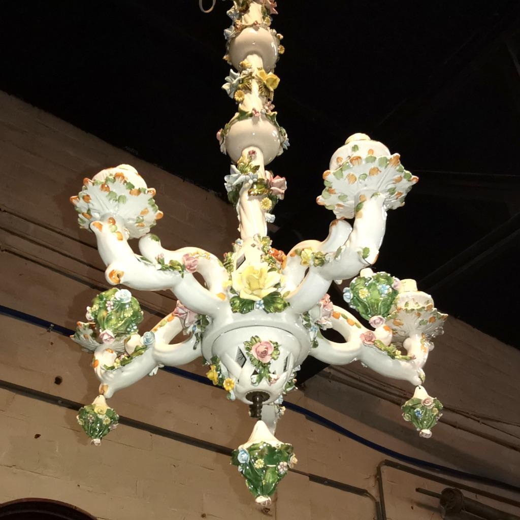 Antieke Italiaanse porseleinen luster H 105cm diameter 50cm, Antiek en Kunst, Ophalen