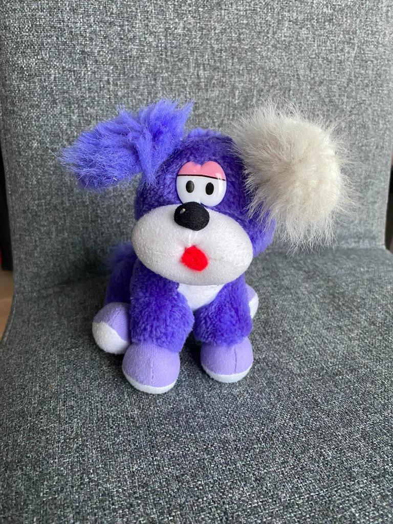 Peluche blanche et mauve chien, Enlèvement ou Envoi, Utilisé, Chien