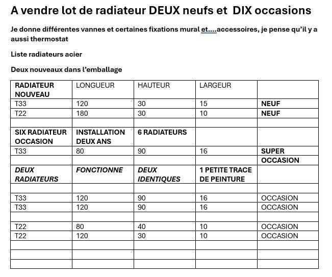RADIATEURS ACIER.et accessoires, Bricolage & Construction, Chauffage & Radiateurs, Enlèvement, Utilisé, 800 watts ou plus, Radiateur