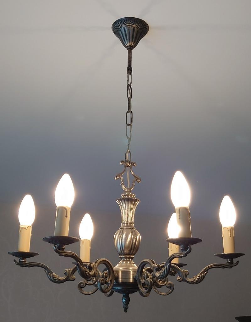 Lustre en étain à 6 bras, Enlèvement, Comme neuf, Métal
