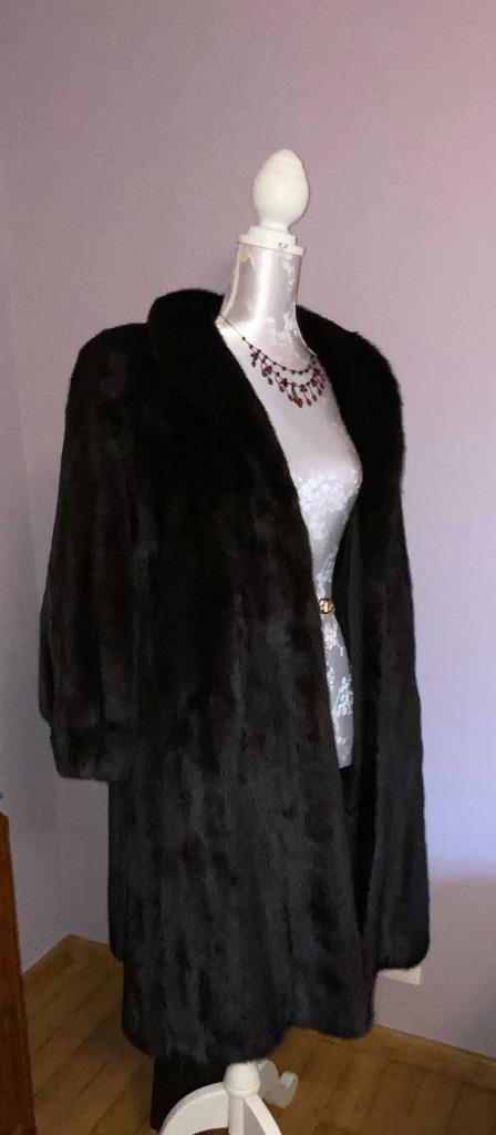 Louis Feraud Paris zwarte nertsmantel, Zwart, Maat 42/44 (L), Louis Feraud Paris, Ophalen of Verzenden