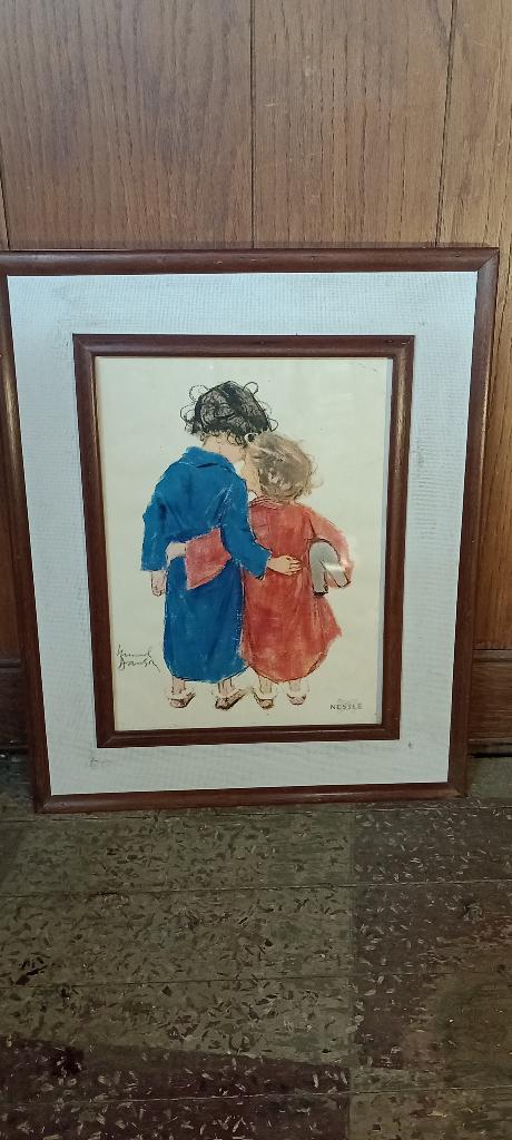 Illustration Muriel Dawson,PUB Bébés Nestlé,1932,41x50,n72, Collections, Marques & Objets publicitaires, Utilisé, Panneau publicitaire