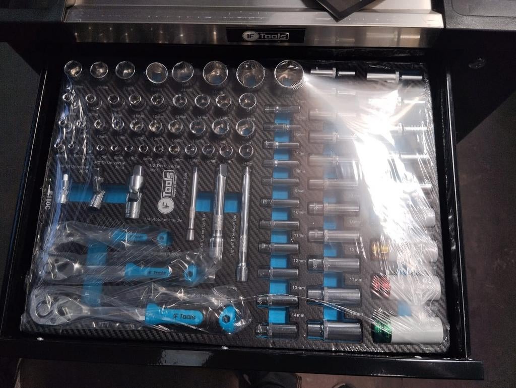 Chariot à outils XXL à 8 tiroirs rempli d'une clé dynamométr, Enlèvement ou Envoi, Remplie