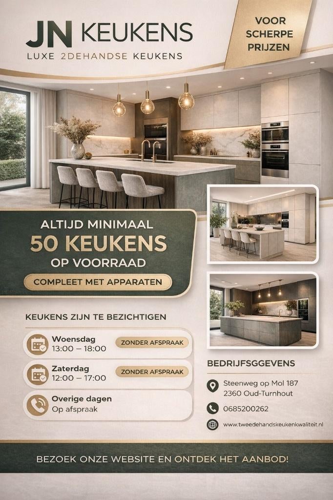 WOENSDAG 1 APRIL open van 13tot 18uur MINIMAAL 50keukens, Huis en Inrichting, Keuken | Complete keukens, Wit, Dubbelwandige keuken