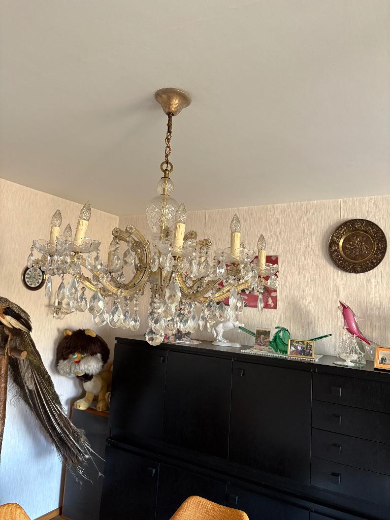 Magnifique lustre vintage en cristal — Années 60/70, Enlèvement, Comme neuf, Verre, Vintage