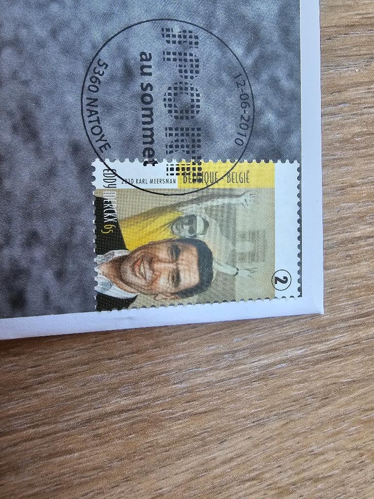 Postzegel eddy merckx 65 jaar, Postzegels en Munten, Ophalen of Verzenden, Sport