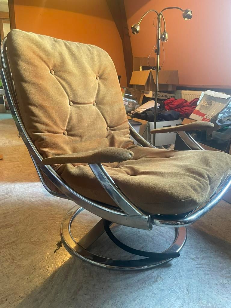 Vintage orange Fauteille, Maison & Meubles, Fauteuils, Enlèvement, Utilisé, Vintage