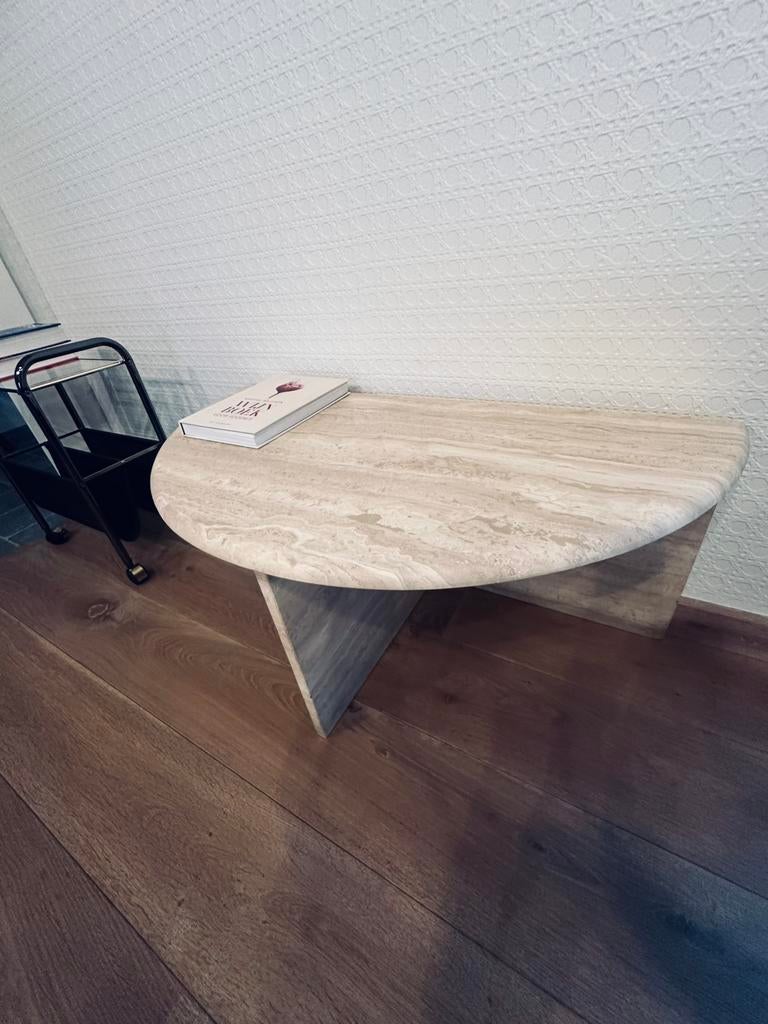 Vintage Italiaanse design travertin salontafel, Ophalen