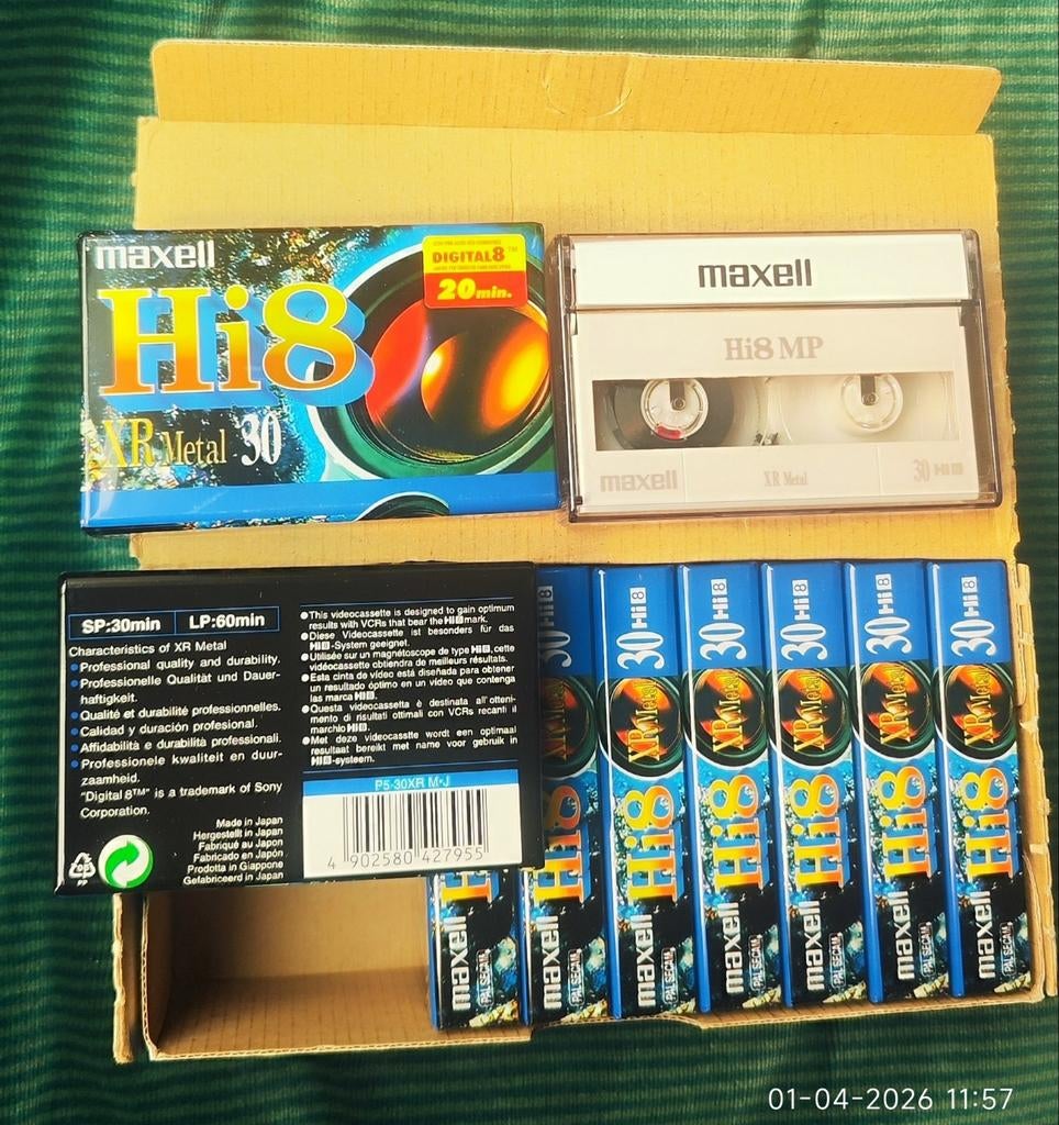 Maxell Hi8 XR metal 30 cassettes nieuw in doos, Ophalen of Verzenden
