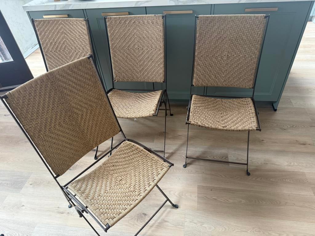 Set vintage rotan gietijzeren stoelen 4x, Enlèvement, Comme neuf