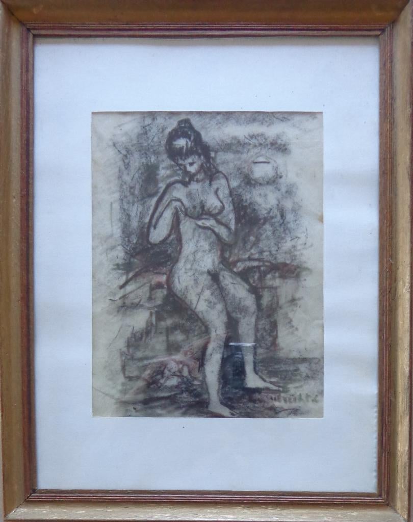 CONSTANT LAMBRECHT / NAAKTE VROUW / ORIGINEEL WERK 37x30cm, Antiquités & Art, Enlèvement ou Envoi