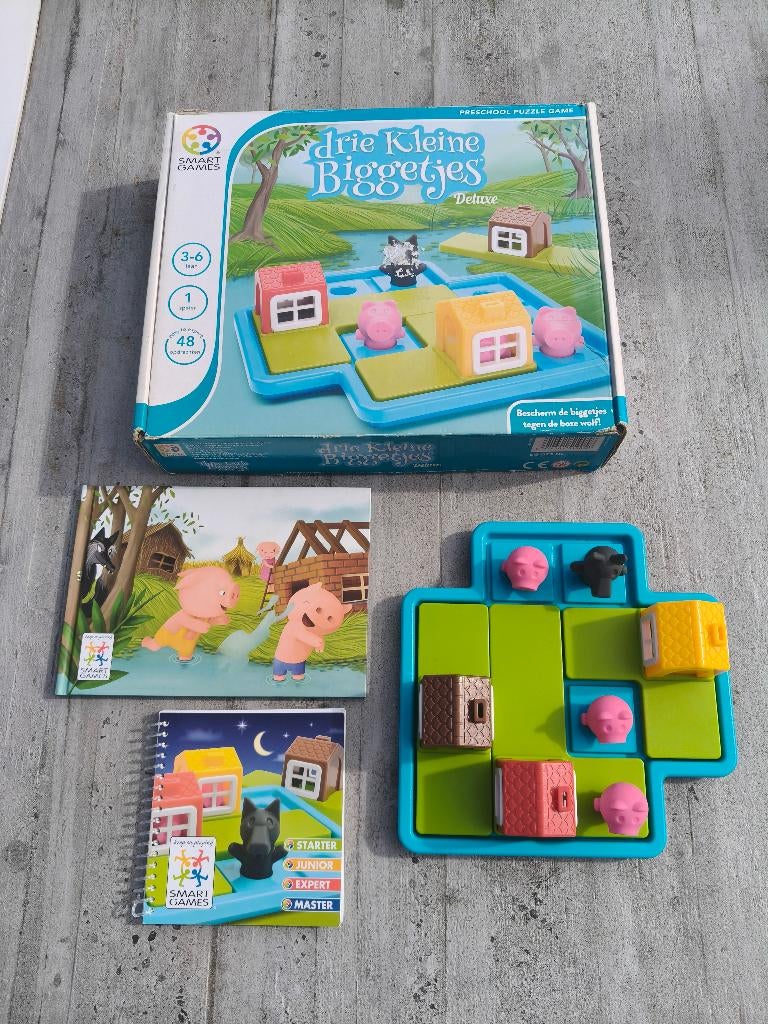 Smart Games drie kleine biggetjes Deluxe compleet met boek, Kinderen en Baby's, Ophalen of Verzenden, Gebruikt, Puzzelen