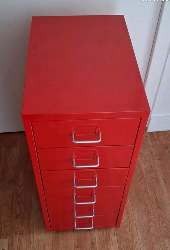 Ikea Helmer rode rolcontainer met 6 metalen laden, Huis en Inrichting, Ophalen, Gebruikt, Moderne chambre enfants rangement bureau étudiant