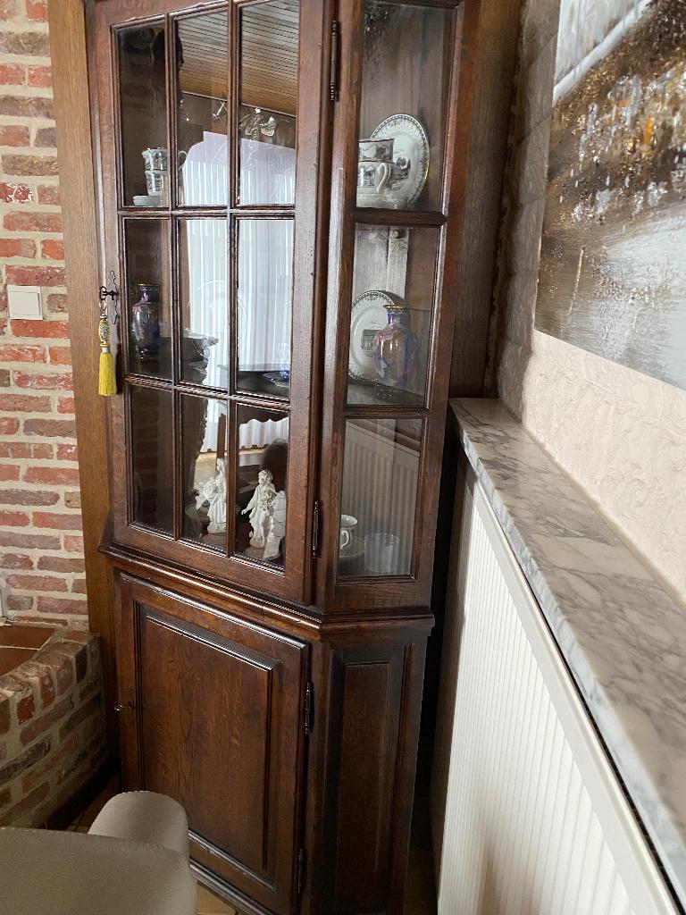 Hoekkast, Huis en Inrichting, Kasten | Vitrinekasten, Ophalen, Met deur(en), Eikenhout, 50 tot 100 cm
