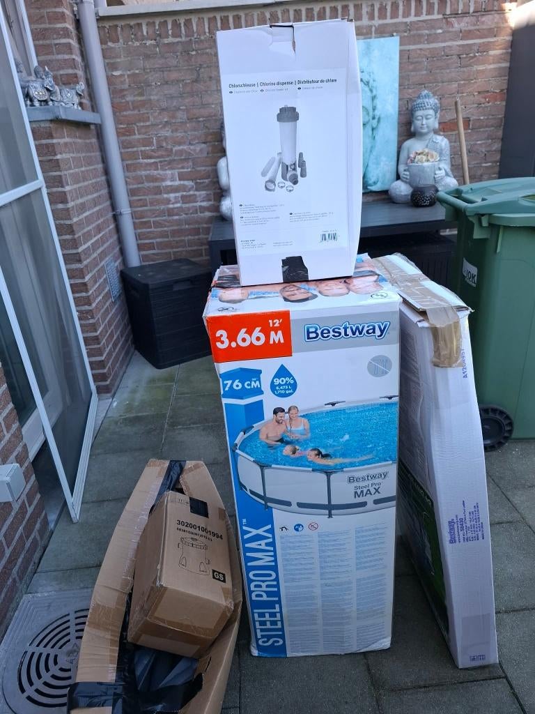 intex zwembad 3 66x76 met toebehoren, Ophalen, Minder dan 80 cm, Rond, Zo goed als nieuw