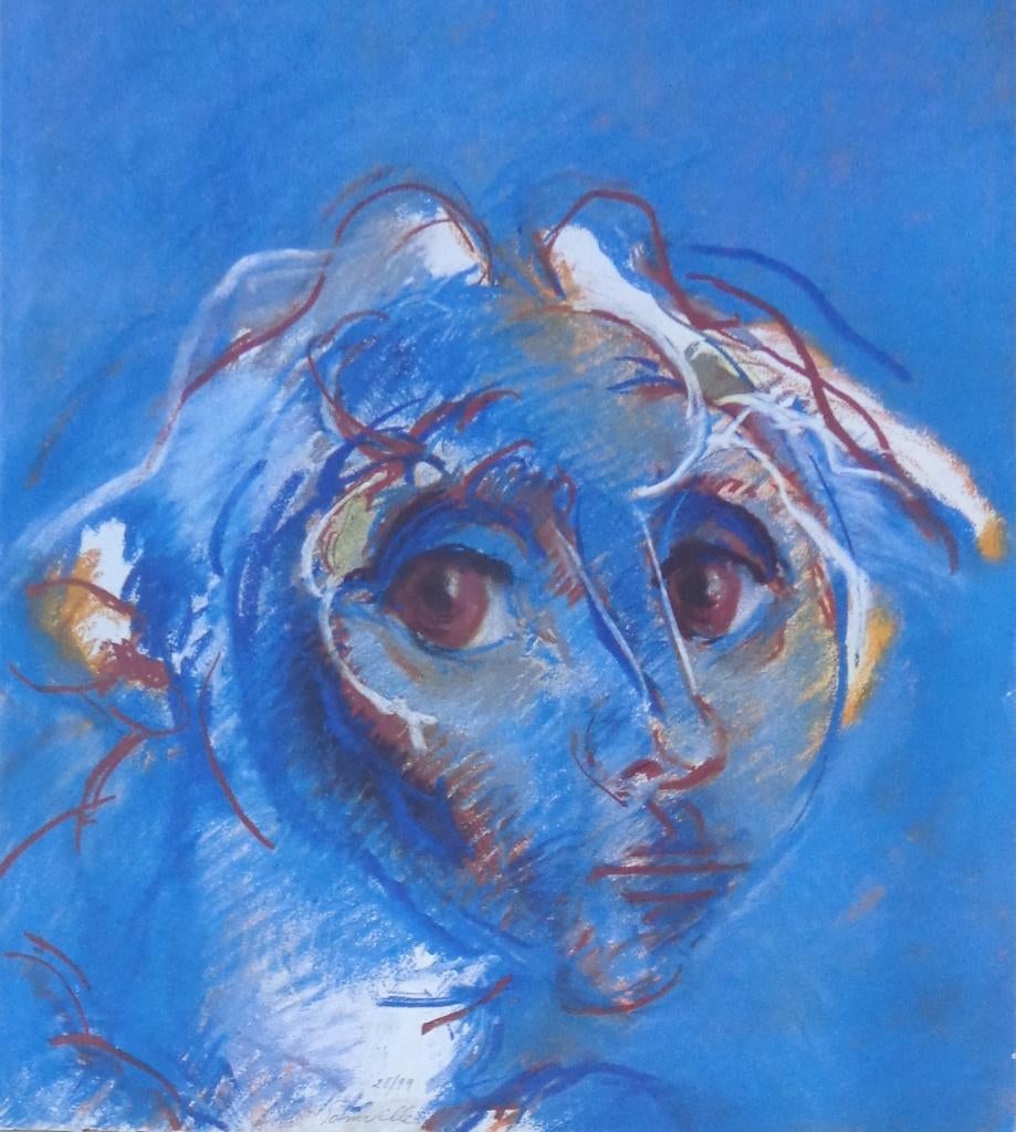 ROGER SOMVILLE / HOOFD / KLEURZEEFDRUK / 76x56cm / SIG, Antiquités & Art, Art | Lithographies & Sérigraphies, Enlèvement ou Envoi