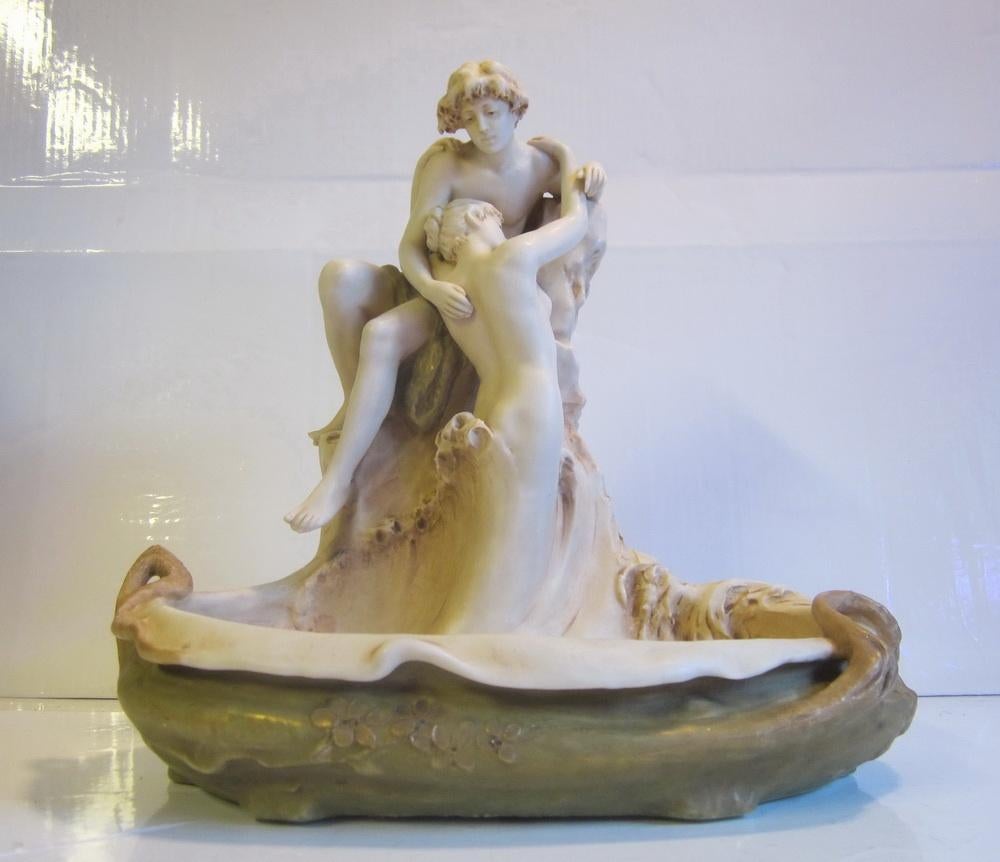 Art nouveau Royal Dux « les amoureux » ; A. Hampel, Bohême, Antiquités & Art, Enlèvement ou Envoi