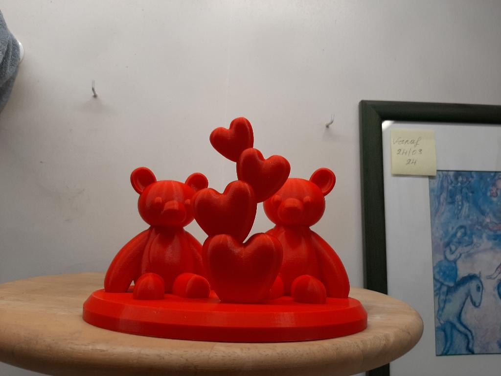 3 D Twee Teddyberen met HartenToren 136, Informatique & Logiciels, 3D Fournitures d'imprimante, Neuf, Enlèvement ou Envoi