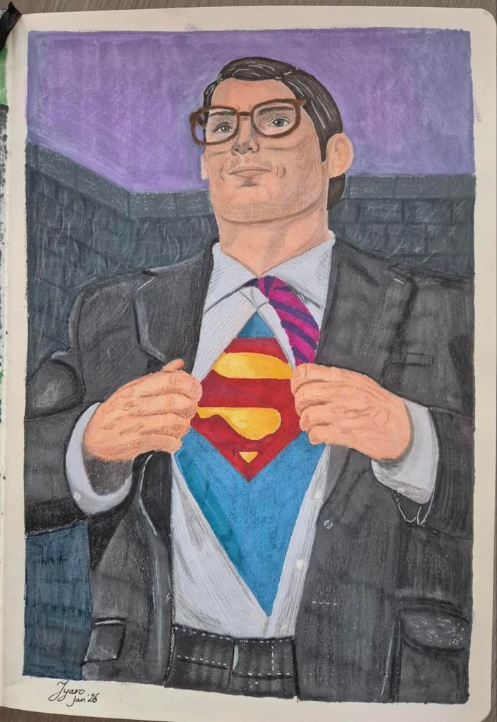 Christoper Reeve - Superman portret origineel, Ophalen of Verzenden