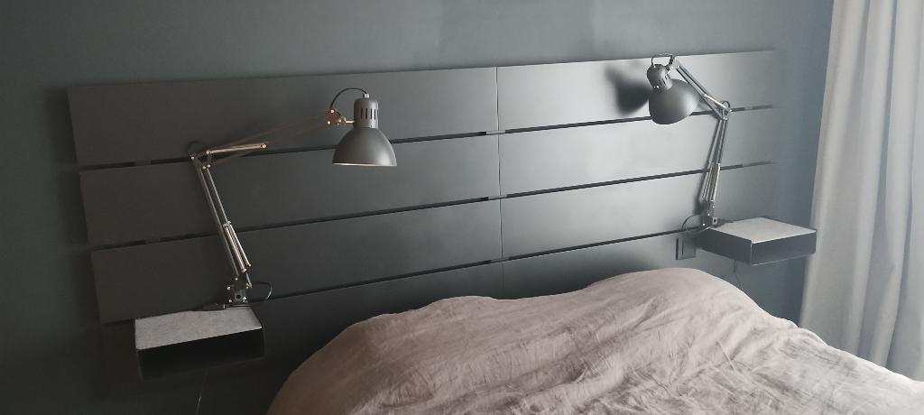 Nieuw Nordli zwart hoofdeinde (Ikea), Huis en Inrichting, Slaapkamer | Bedden, Nieuw, Twijfelaar, 160 cm, 200 cm, Hout, Zwart